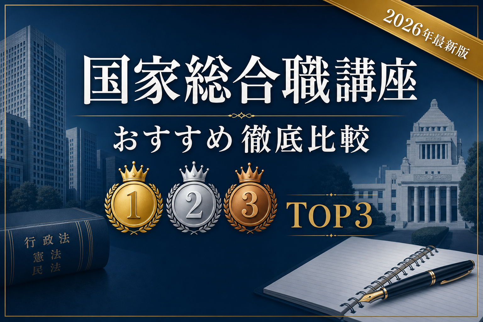 【2026年最新版】国家総合職 通信講座おすすめ比較TOP3|対応区分・2次試験対策・合格特典・料金で徹底比較