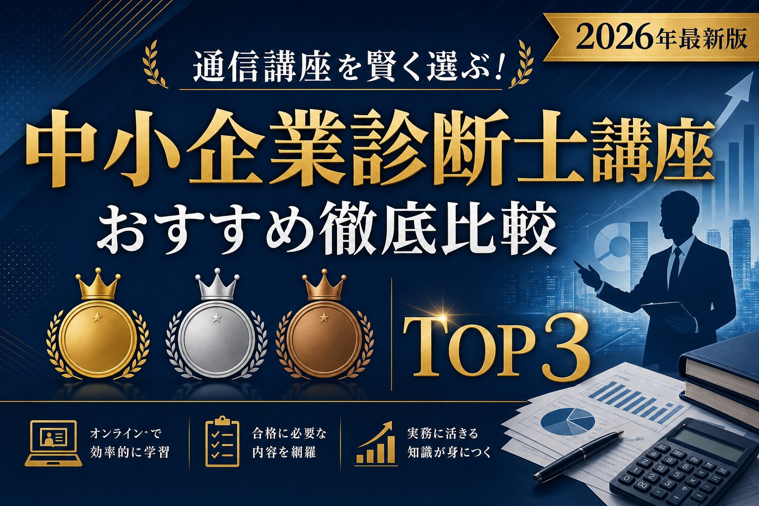 【2026年最新版】中小企業診断士 通信講座 おすすめ比較TOP3|合格実績・講義の質・合格特典で徹底比較