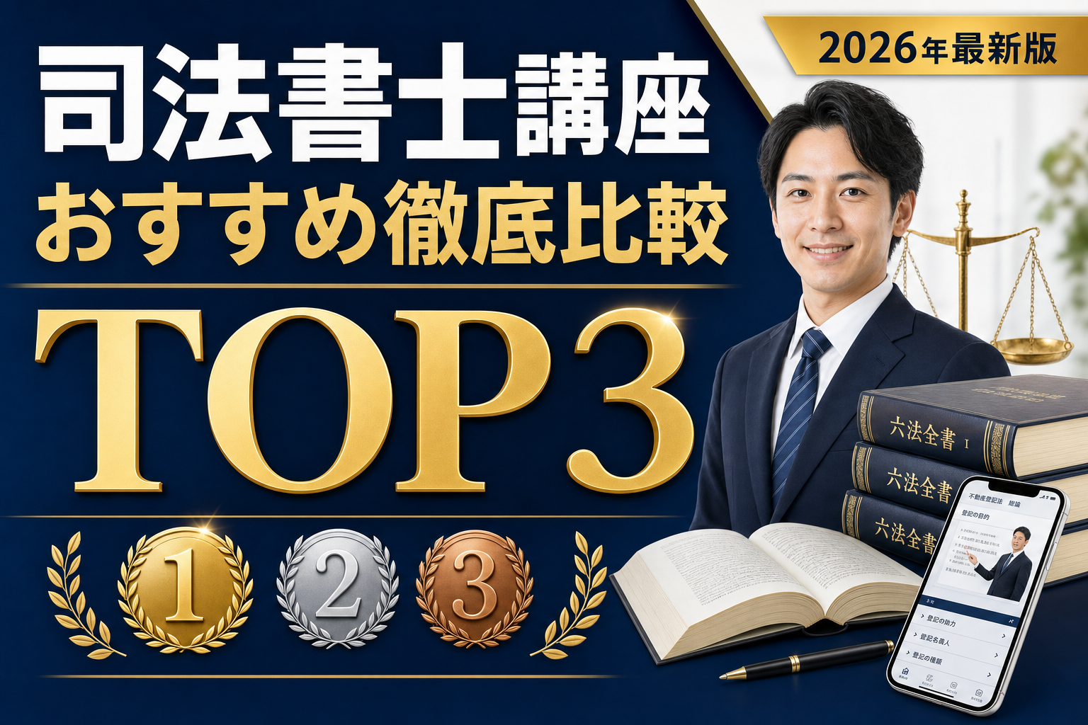 【2026年最新版】司法書士講座おすすめ比較TOP3｜合格実績・カリキュラム・費用で徹底比較