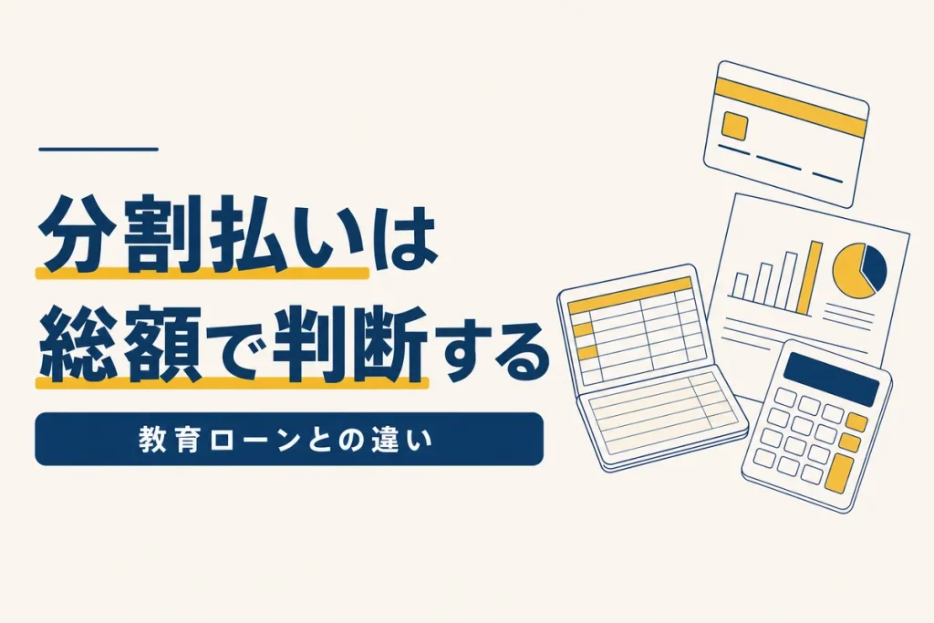 通信講座の分割払いと教育ローン｜総額で比べる考え方のイメージ