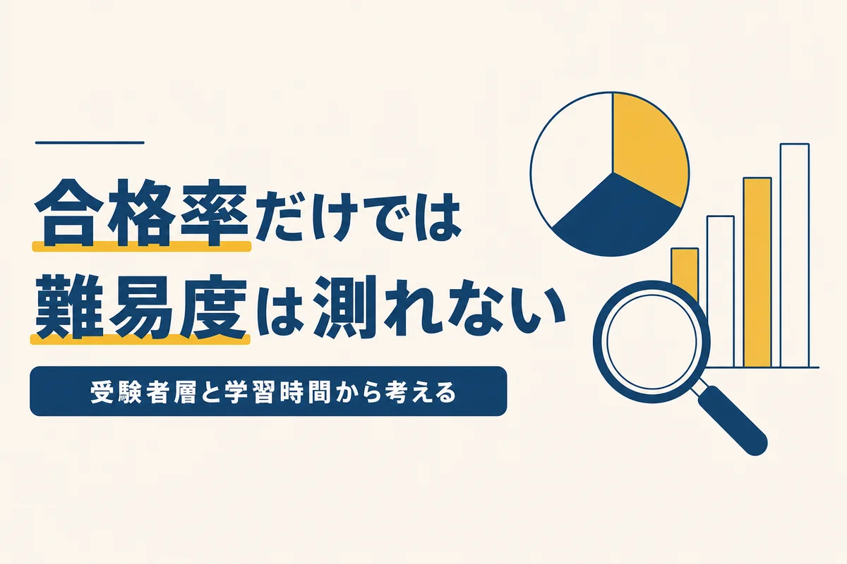 合格率だけでは難易度が測れないことを表したイラスト