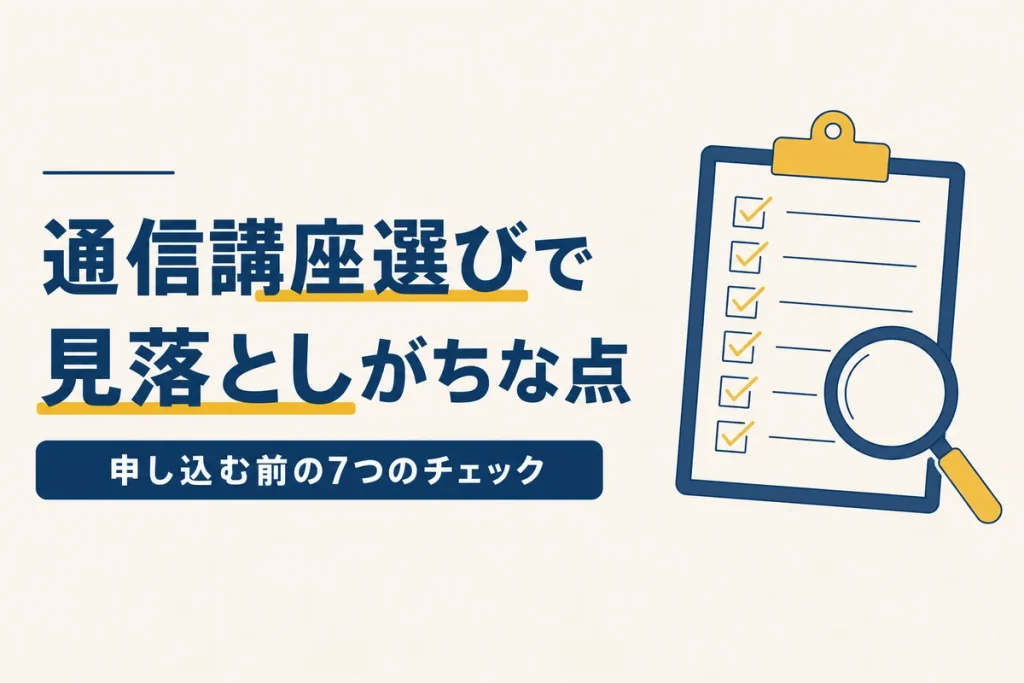 資格の通信講座の選び方7つのチェックポイントを解説する記事のアイキャッチ